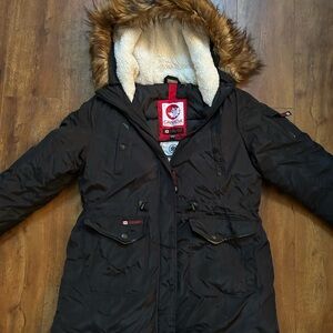 Canada Weather Gear Black Parka with Fur Hood